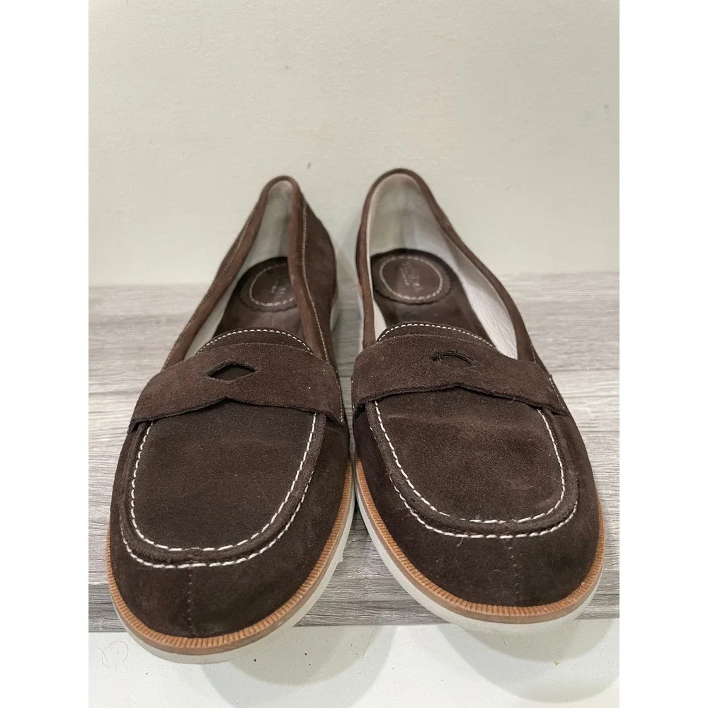 Tehama Resort Wear Womens Brown Suede Penny Loafers Size 8.5 M Made in Brazil